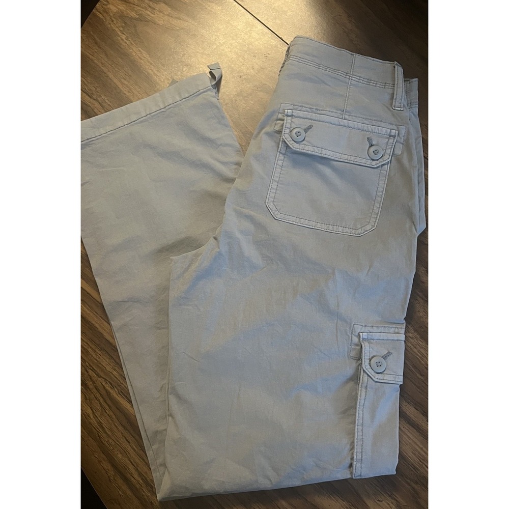 American Eagle Baggy Jogger Cargo Pants Womens Size 0 Light Gray Stretch
